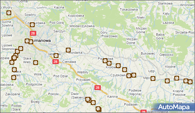 mapa Pisarzowa, Pisarzowa na mapie Targeo