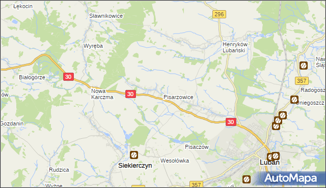 mapa Pisarzowice gmina Lubań, Pisarzowice gmina Lubań na mapie Targeo