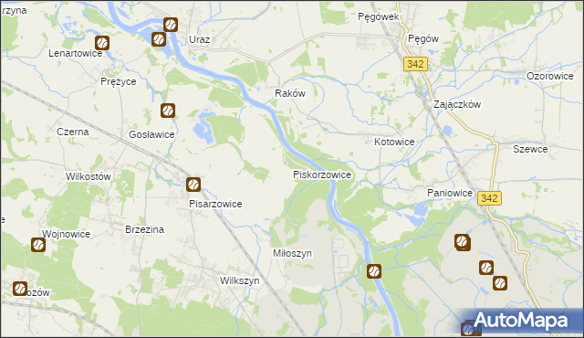 mapa Piskorzowice, Piskorzowice na mapie Targeo