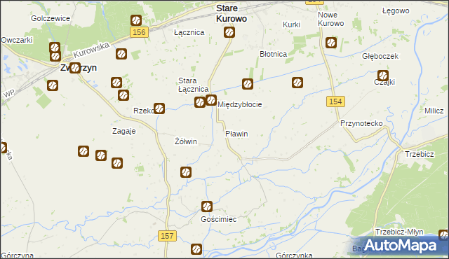 mapa Pławin gmina Stare Kurowo, Pławin gmina Stare Kurowo na mapie Targeo