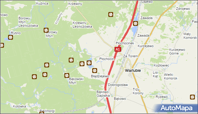 mapa Płochocin gmina Warlubie, Płochocin gmina Warlubie na mapie Targeo