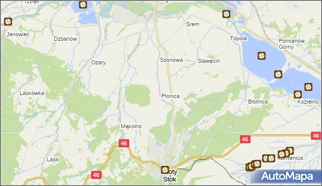 mapa Płonica gmina Złoty Stok, Płonica gmina Złoty Stok na mapie Targeo