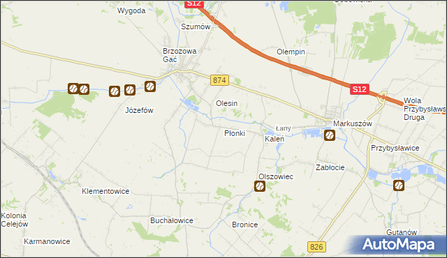 mapa Płonki, Płonki na mapie Targeo