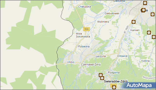 mapa Pobiedna gmina Leśna, Pobiedna gmina Leśna na mapie Targeo