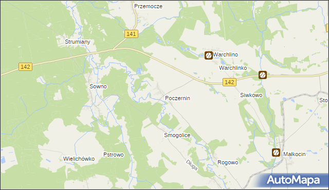 mapa Poczernin gmina Stargard, Poczernin gmina Stargard na mapie Targeo
