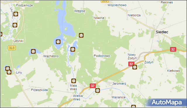 mapa Podborowo gmina Siedlec, Podborowo gmina Siedlec na mapie Targeo