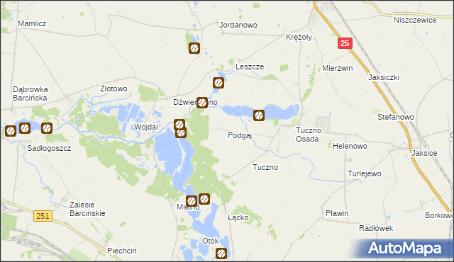mapa Podgaj gmina Złotniki Kujawskie, Podgaj gmina Złotniki Kujawskie na mapie Targeo