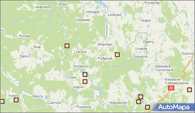 mapa Podgórze gmina Kołczygłowy, Podgórze gmina Kołczygłowy na mapie Targeo