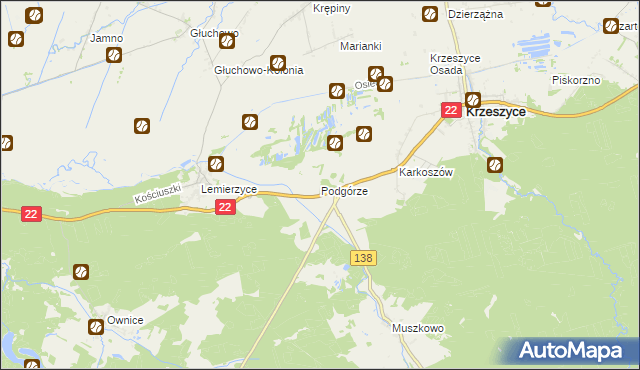 mapa Podgórze gmina Słońsk, Podgórze gmina Słońsk na mapie Targeo