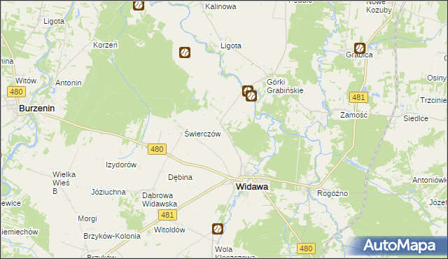 mapa Podgórze gmina Widawa, Podgórze gmina Widawa na mapie Targeo