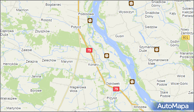 mapa Podgórzyce gmina Warka, Podgórzyce gmina Warka na mapie Targeo