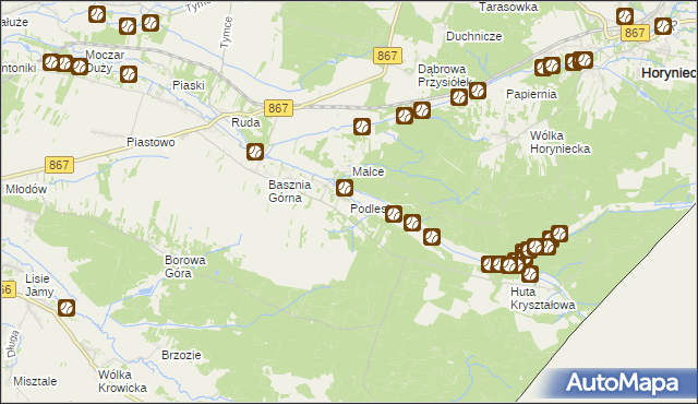 mapa Podlesie gmina Lubaczów, Podlesie gmina Lubaczów na mapie Targeo