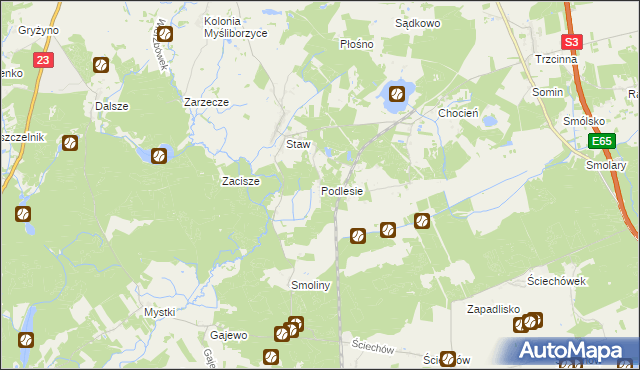 mapa Podlesie gmina Lubiszyn, Podlesie gmina Lubiszyn na mapie Targeo