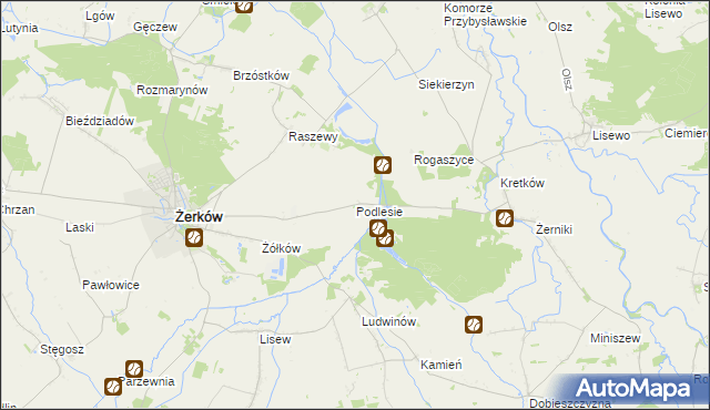 mapa Podlesie gmina Żerków, Podlesie gmina Żerków na mapie Targeo