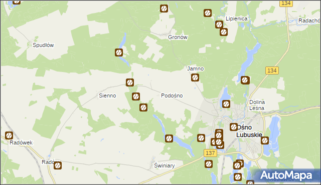 mapa Podośno, Podośno na mapie Targeo