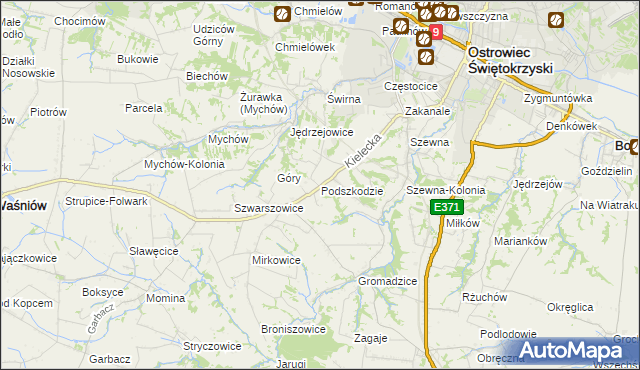mapa Podszkodzie, Podszkodzie na mapie Targeo
