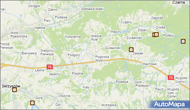 mapa Pogórska Wola, Pogórska Wola na mapie Targeo