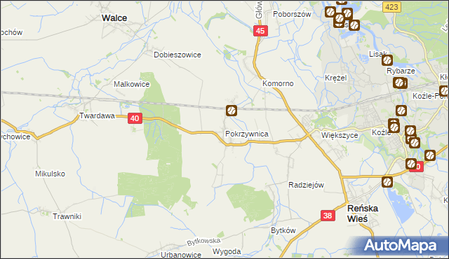 mapa Pokrzywnica gmina Reńska Wieś, Pokrzywnica gmina Reńska Wieś na mapie Targeo