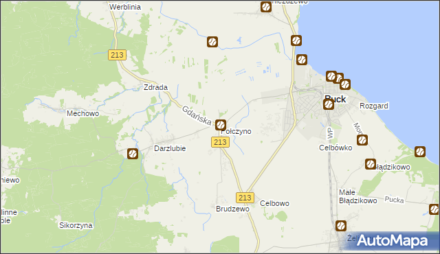 mapa Połczyno gmina Puck, Połczyno gmina Puck na mapie Targeo