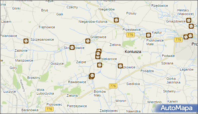 mapa Polekarcice, Polekarcice na mapie Targeo