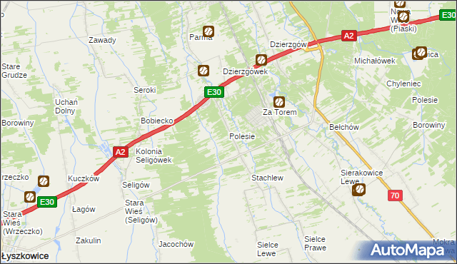 mapa Polesie gmina Łyszkowice, Polesie gmina Łyszkowice na mapie Targeo