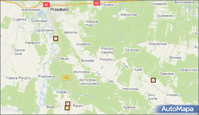 mapa Policzko, Policzko na mapie Targeo