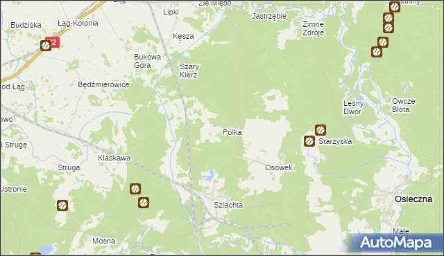 mapa Pólka gmina Osieczna, Pólka gmina Osieczna na mapie Targeo