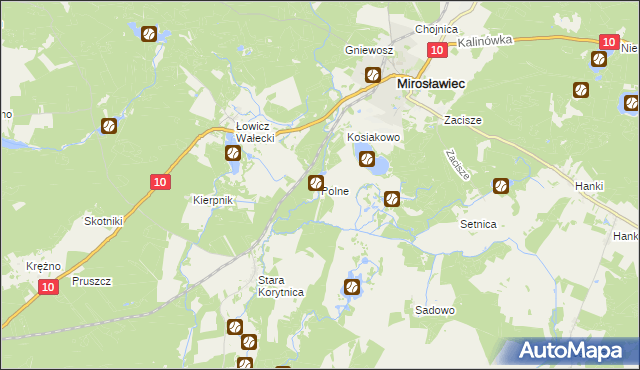 mapa Polne gmina Mirosławiec, Polne gmina Mirosławiec na mapie Targeo