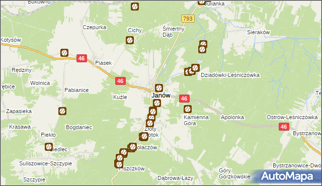 mapa Ponik gmina Janów, Ponik gmina Janów na mapie Targeo