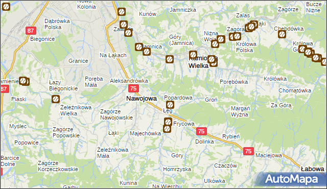 mapa Popardowa, Popardowa na mapie Targeo