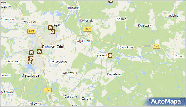 mapa Popielewko, Popielewko na mapie Targeo