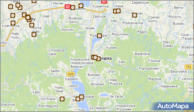 mapa Porąbka powiat bielski, Porąbka powiat bielski na mapie Targeo