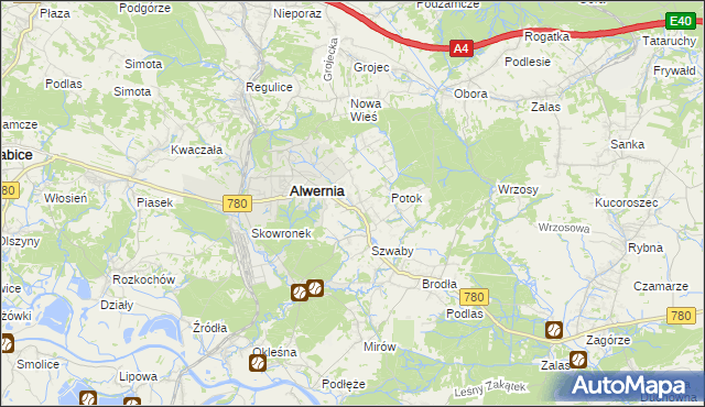 mapa Poręba Żegoty, Poręba Żegoty na mapie Targeo