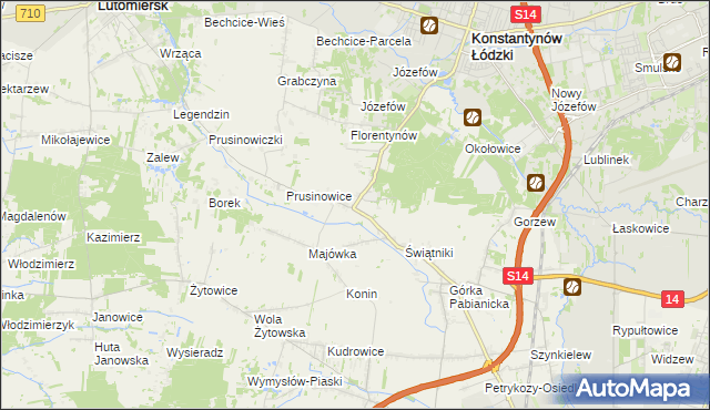 mapa Porszewice, Porszewice na mapie Targeo