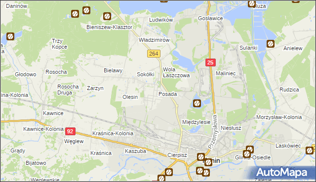 mapa Posada gmina Kazimierz Biskupi, Posada gmina Kazimierz Biskupi na mapie Targeo