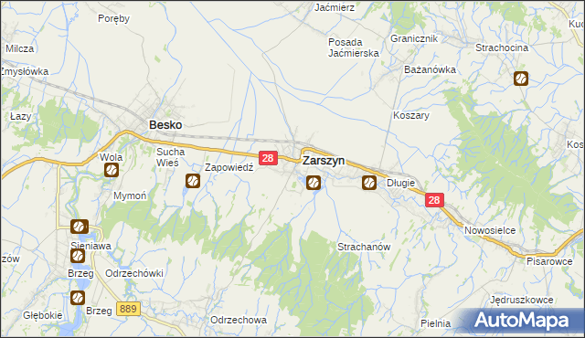 mapa Posada Zarszyńska, Posada Zarszyńska na mapie Targeo