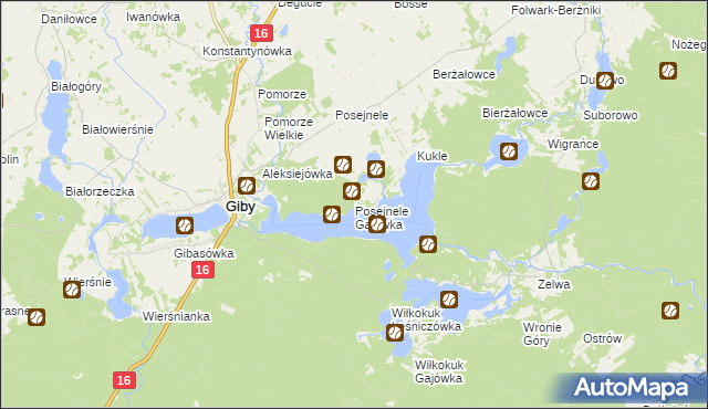 mapa Posejnele Gajówka, Posejnele Gajówka na mapie Targeo