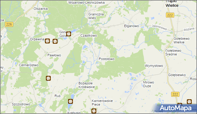 mapa Postołowo gmina Trąbki Wielkie, Postołowo gmina Trąbki Wielkie na mapie Targeo