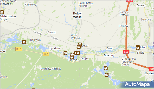 mapa Potoczek gmina Potok Wielki, Potoczek gmina Potok Wielki na mapie Targeo