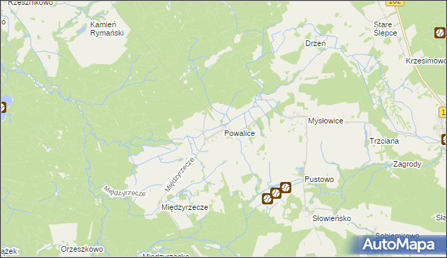 mapa Powalice gmina Sławoborze, Powalice gmina Sławoborze na mapie Targeo