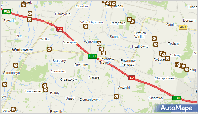 mapa Powodów Trzeci, Powodów Trzeci na mapie Targeo