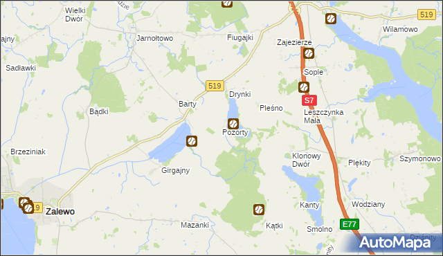 mapa Pozorty, Pozorty na mapie Targeo