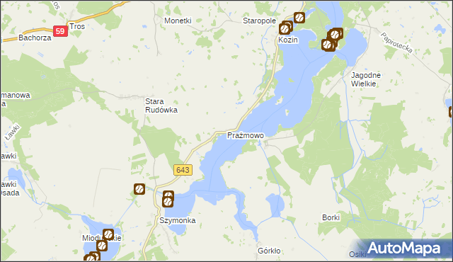 mapa Prażmowo, Prażmowo na mapie Targeo