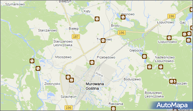 mapa Przebędowo gmina Murowana Goślina, Przebędowo gmina Murowana Goślina na mapie Targeo