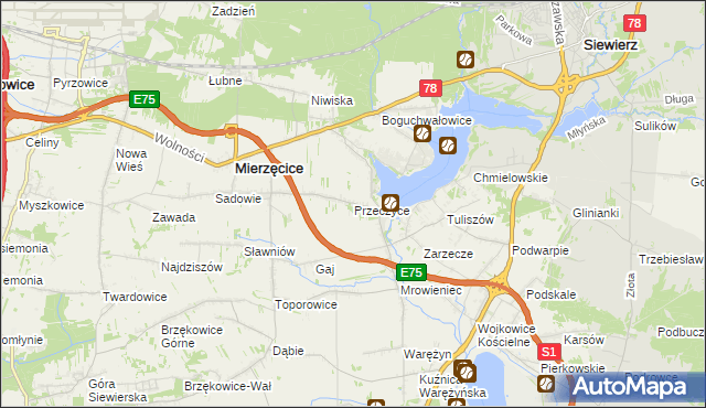 mapa Przeczyce, Przeczyce na mapie Targeo