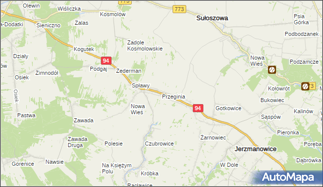 mapa Przeginia, Przeginia na mapie Targeo