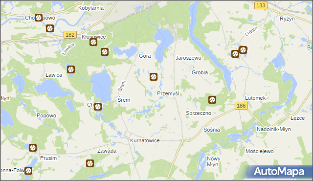 mapa Przemyśl gmina Sieraków, Przemyśl gmina Sieraków na mapie Targeo