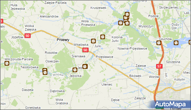 mapa Przęsławice gmina Pniewy, Przęsławice gmina Pniewy na mapie Targeo