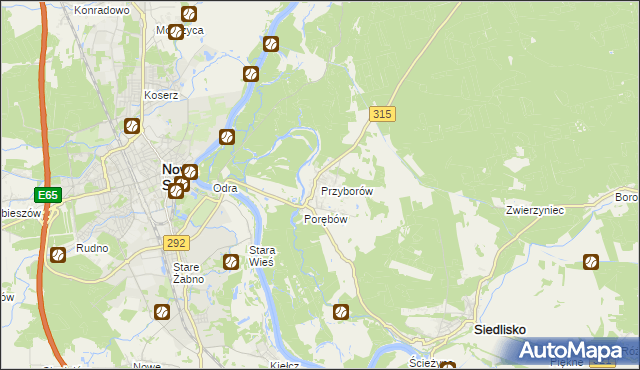 mapa Przyborów gmina Nowa Sól, Przyborów gmina Nowa Sól na mapie Targeo