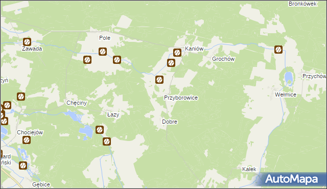 mapa Przyborowice gmina Gubin, Przyborowice gmina Gubin na mapie Targeo